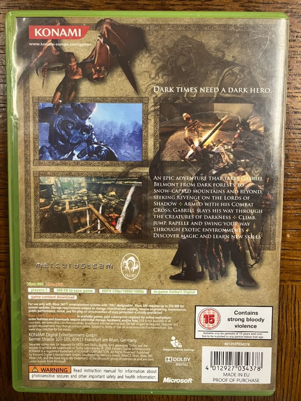 Vintage 2010 Xbox 360 Castlevania Lord of Shadows Video Game - 2 Disks